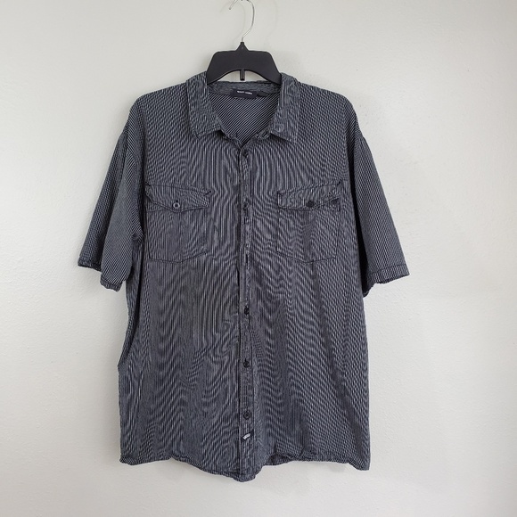 Vans Other - Vans Striped Short Sleeve Button Down Shirt Black